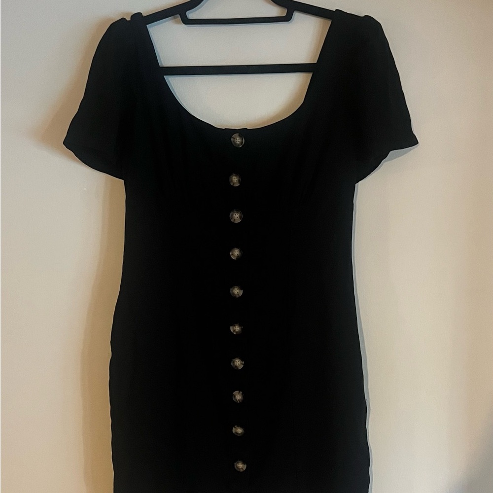 Black Button-Down Dress M Express